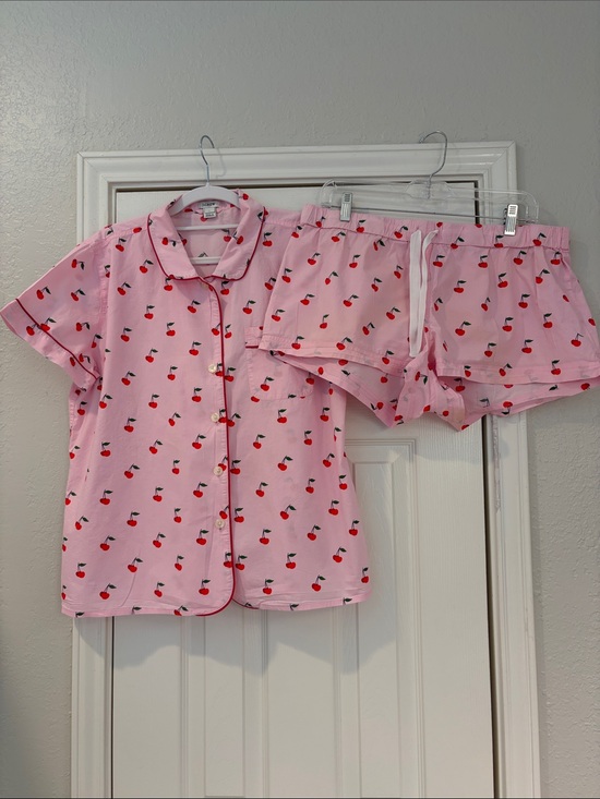 J. Crew Other - J. Crew Pink Cherry Print Short Pajama Set